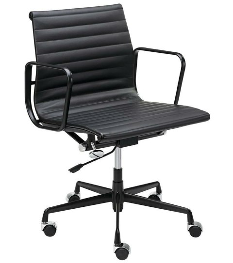 King Home Fotel biurowy BODY PRESTIGE PLUS czarny - skóra naturalna, aluminium