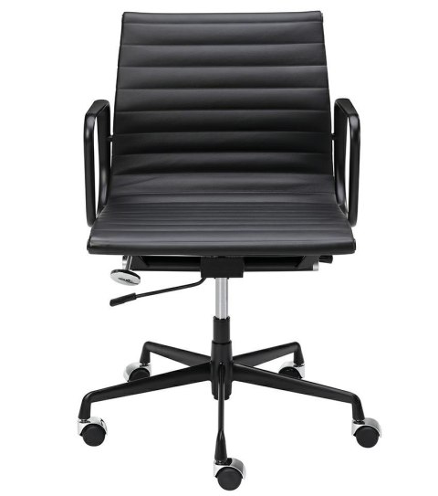 King Home Fotel biurowy BODY PRESTIGE PLUS czarny - skóra naturalna, aluminium