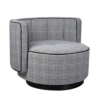 King Home Fotel obrotowy TONDO pepitka biało-czarna