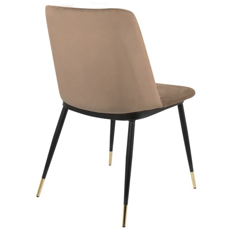 King Home Krzesło DIEGO khaki / beżowe - welur, podstawa czarno złota