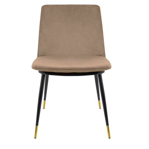 King Home Krzesło DIEGO khaki / beżowe - welur, podstawa czarno złota