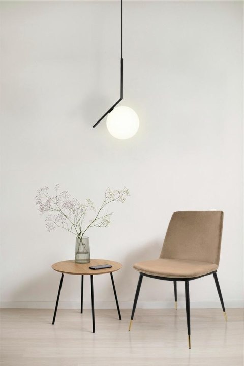 King Home Krzesło DIEGO khaki / beżowe - welur, podstawa czarno złota