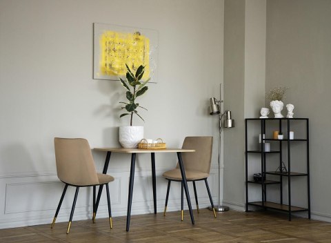 King Home Krzesło DIEGO khaki / beżowe - welur, podstawa czarno złota