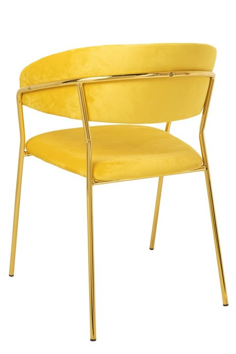 King Home Krzesło MARGO żółte - welur, podstawa złota