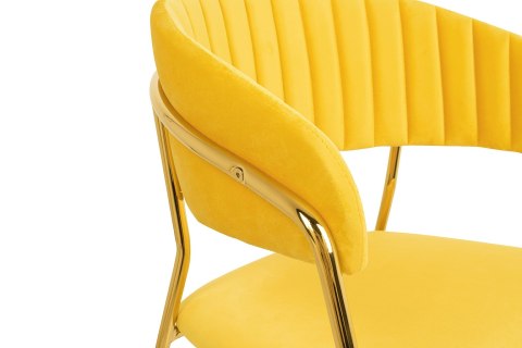 King Home Krzesło MARGO żółte - welur, podstawa złota