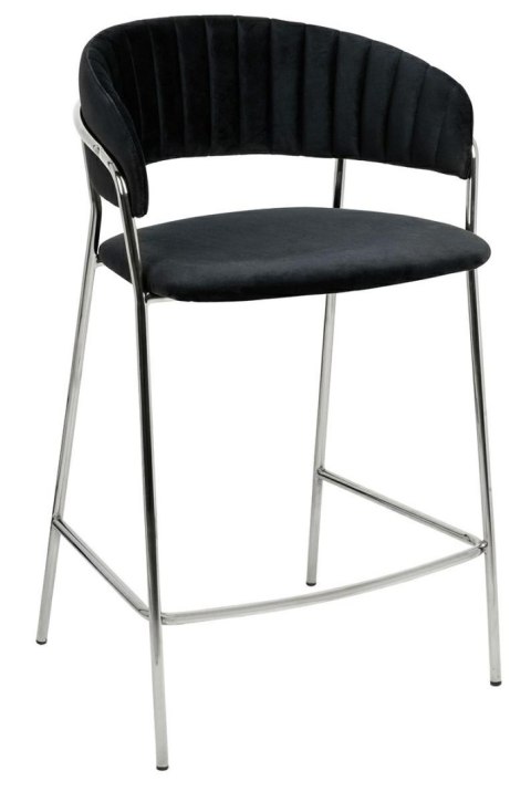 King Home Krzesło barowe MARGO 65 czarny - welur, podstawa chromowana
