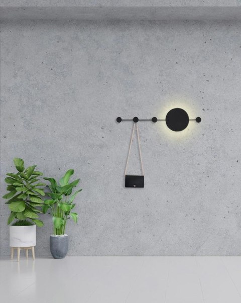 Moosee MOOSEE lampa ścienna SHADOW HANG z wieszakiem czarna
