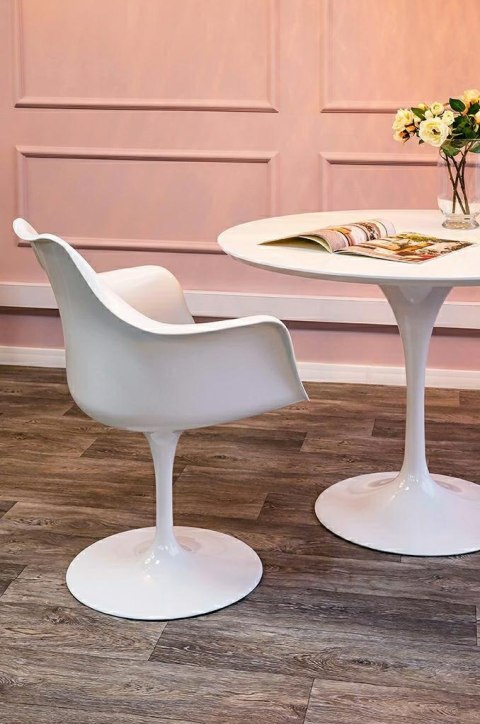 King Home Stół TULIP PREMIUM 100 biały - MDF, metal