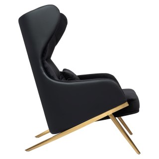 King Home Fotel HAMPTON VELVET czarny, ekoskóra czarna - złota podstawa