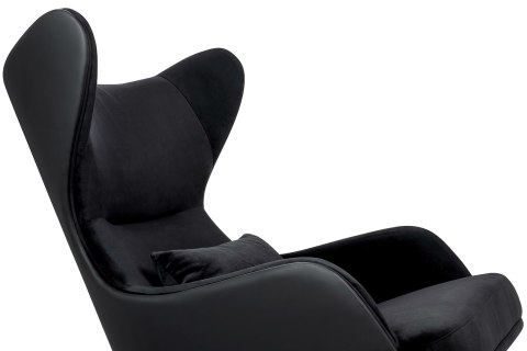King Home Fotel HAMPTON VELVET czarny, ekoskóra czarna - złota podstawa