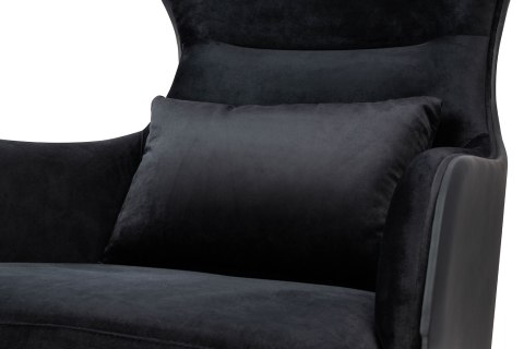 King Home Fotel HAMPTON VELVET czarny, ekoskóra czarna - złota podstawa
