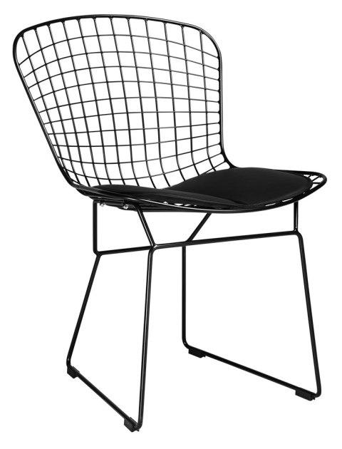 King Home Krzesło NET SOFT czarne - czarna poduszka, metal