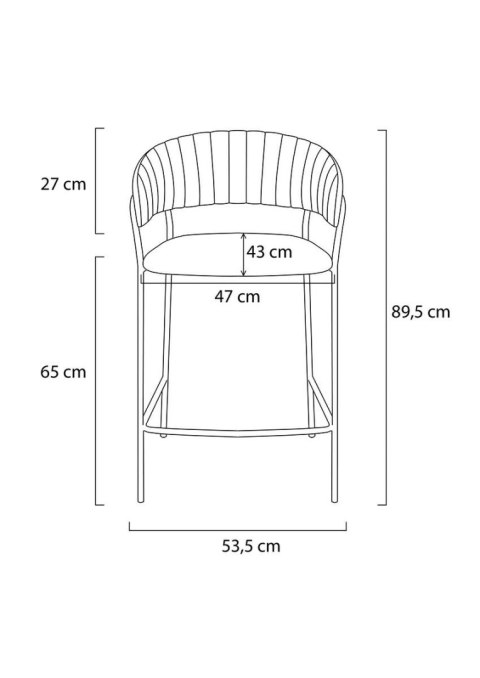 King Home Krzesło barowe MARGO 65 ciemny szary - welur, podstawa złota
