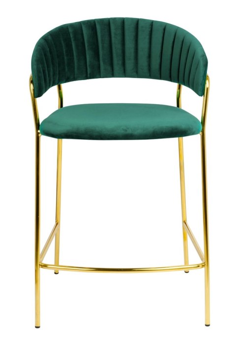 King Home Krzesło barowe MARGO 65 ciemny zielony - welur, podstawa złota