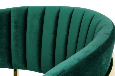 King Home Krzesło barowe MARGO 65 ciemny zielony - welur, podstawa złota