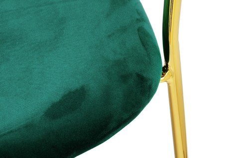 King Home Krzesło barowe MARGO 65 ciemny zielony - welur, podstawa złota