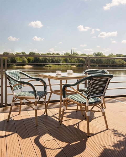 King Home Krzesło ogrodowe CAFE MIRAMAR turkus / morski rattan