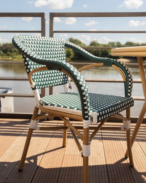 King Home Krzesło ogrodowe CAFE MIRAMAR turkus / morski rattan