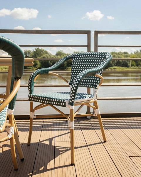 King Home Krzesło ogrodowe CAFE MIRAMAR turkus / morski rattan