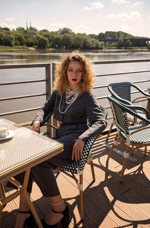King Home Krzesło ogrodowe CAFE MIRAMAR turkus / morski rattan
