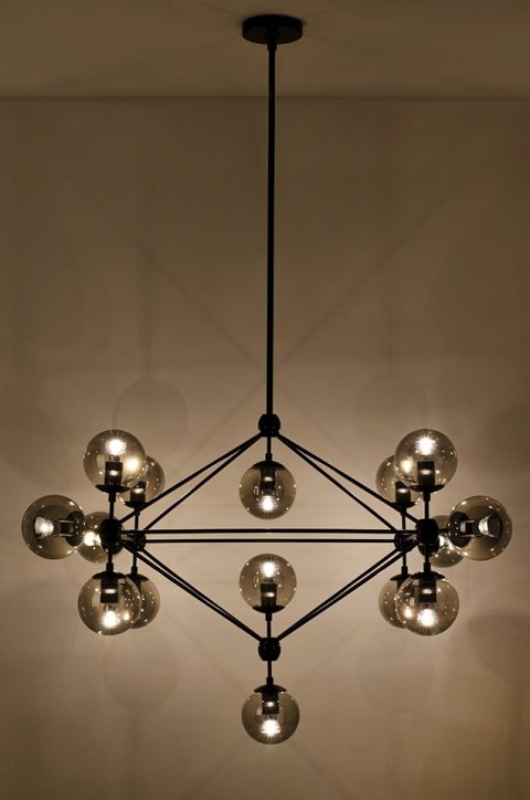 Moosee MOOSEE lampa wisząca PLANETARIO 15 czarna - klosze dymione