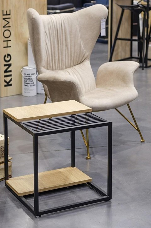 King Home Stolik GALLER dąb - gazetnik, MDF, metal