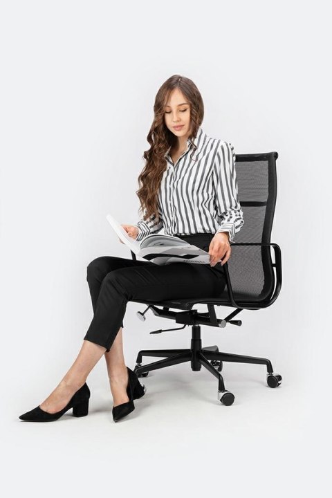 King Home Fotel biurowy AERON PREMIUM czarny - siatka, aluminium