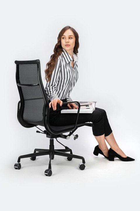 King Home Fotel biurowy AERON PREMIUM czarny - siatka, aluminium