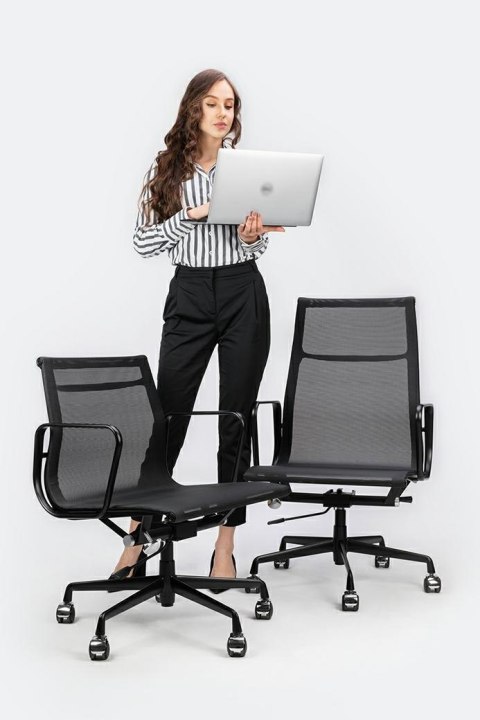 King Home Fotel biurowy AERON PREMIUM czarny - siatka, aluminium