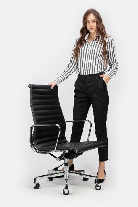 King Home Fotel biurowy AERON PRESTIGE PLUS chrom - skóra naturalna, aluminium