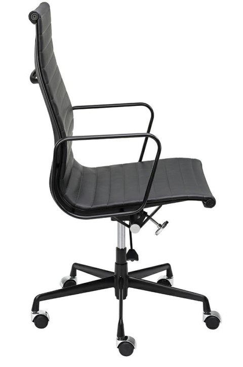 King Home Fotel biurowy AERON PRESTIGE PLUS czarny - skóra naturalna, aluminium