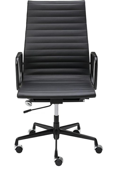King Home Fotel biurowy AERON PRESTIGE PLUS czarny - skóra naturalna, aluminium