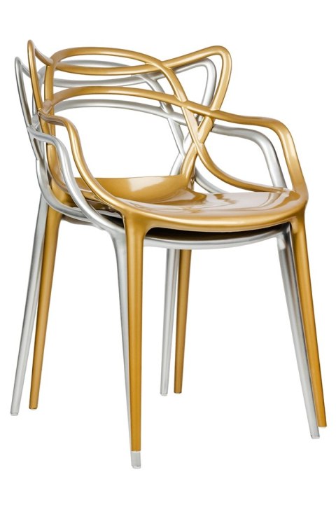 King Home Krzesło LUXO srebrne - ABS
