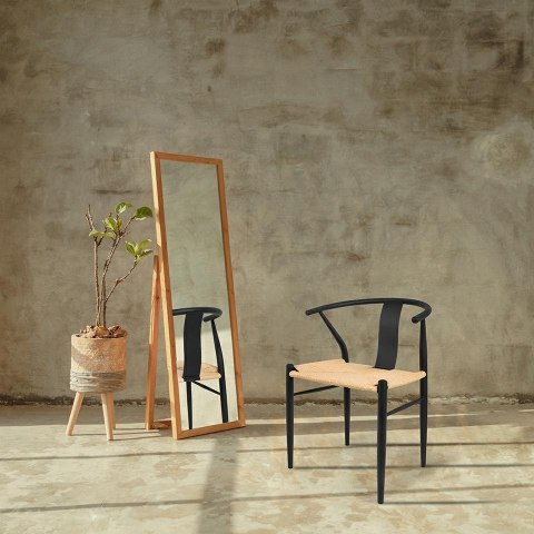 King Home Krzesło WISHBONE METAL naturalne