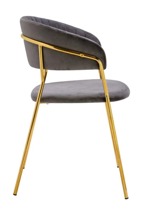 King Home Krzesło MARGO ciemny szary - welur, podstawa złota