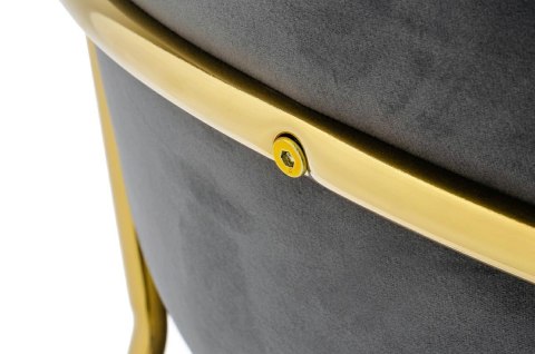 King Home Krzesło MARGO ciemny szary - welur, podstawa złota