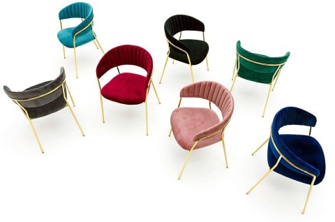 King Home Krzesło MARGO ciemny szary - welur, podstawa złota