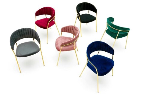 King Home Krzesło MARGO ciemny szary - welur, podstawa złota