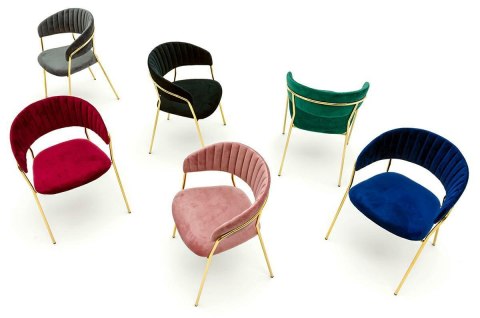 King Home Krzesło MARGO czarne - welur, podstawa złota