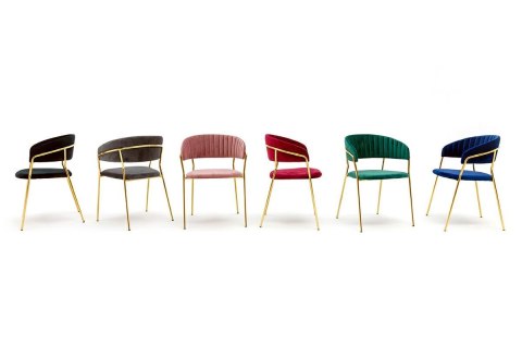 King Home Krzesło MARGO czarne - welur, podstawa złota