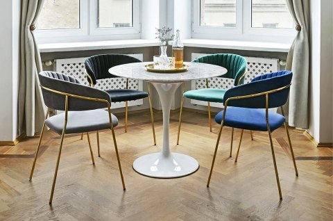 King Home Krzesło MARGO czarne - welur, podstawa złota