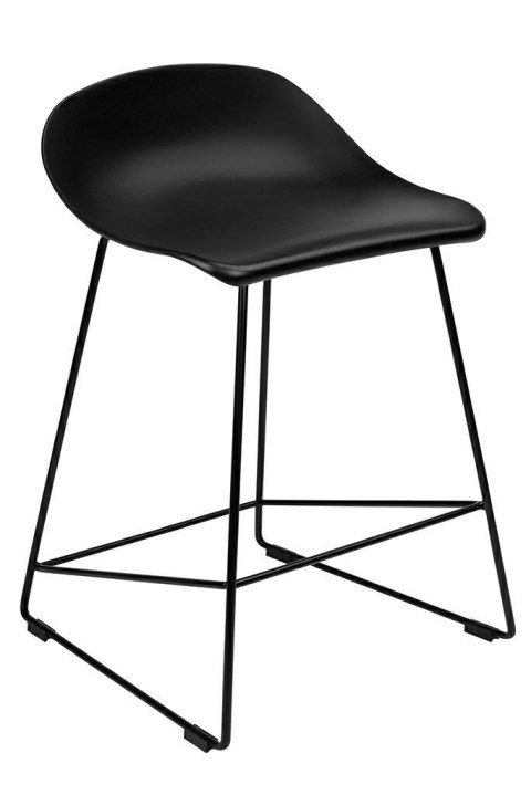 King Home Krzesło barowe ROLF czarne 66 cm - polipropylen, metal