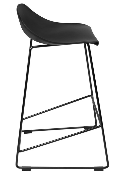 King Home Krzesło barowe ROLF czarne 66 cm - polipropylen, metal