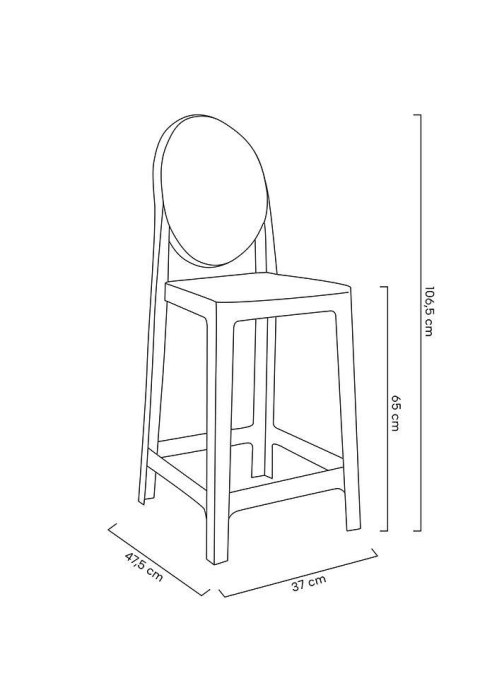 King Home Krzesło barowe VICTORIA 65 cm dymione - poliwęglan
