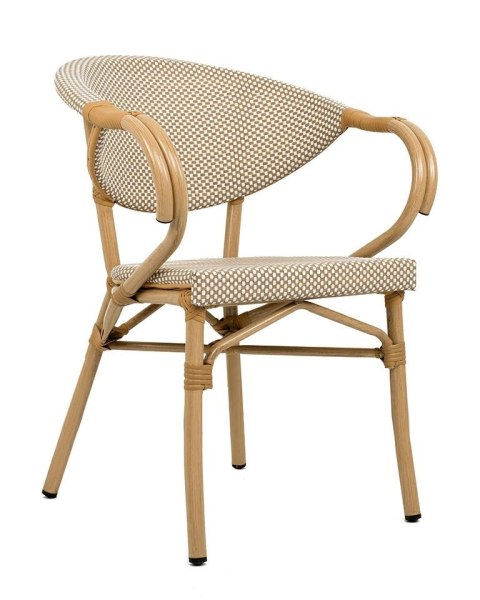 King Home Krzesło ogrodowe CAFE BISTRO PARIS ARM beżowe rattan