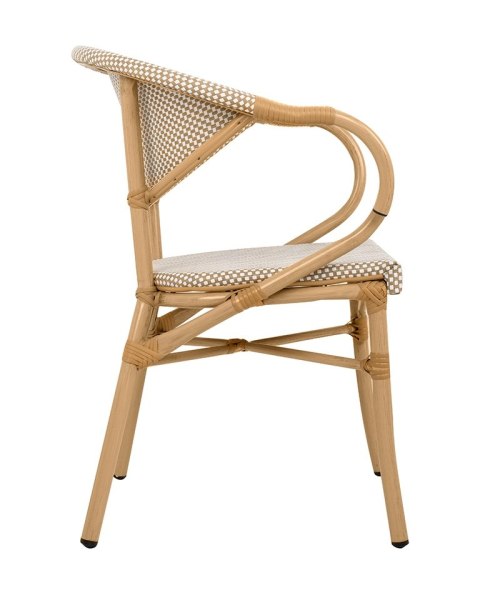King Home Krzesło ogrodowe CAFE BISTRO PARIS ARM beżowe rattan
