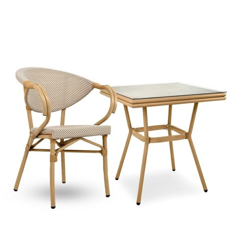King Home Krzesło ogrodowe CAFE BISTRO PARIS ARM beżowe rattan