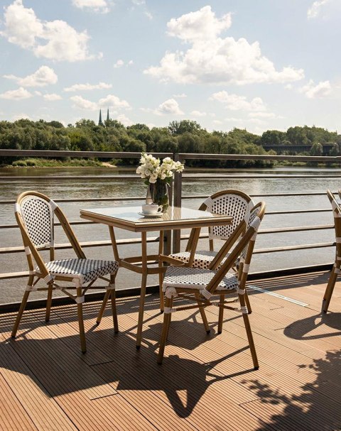 King Home Krzesło ogrodowe CAFE PARIS białe rattan