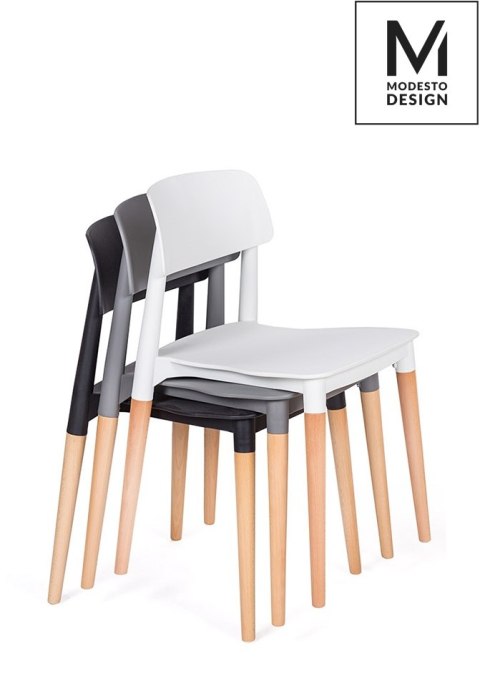 Modesto Design MODESTO krzesło ECCO czarne - polipropylen, podstawa bukowa