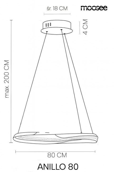 Moosee MOOSEE lampa wisząca ANILLO 80 czarny chrom